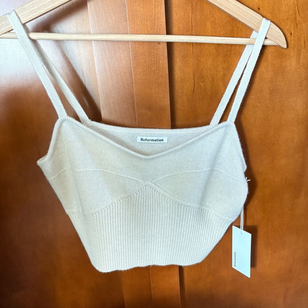 NWT REFORMATION Cream Knit Crop Tank Womens Size Medium